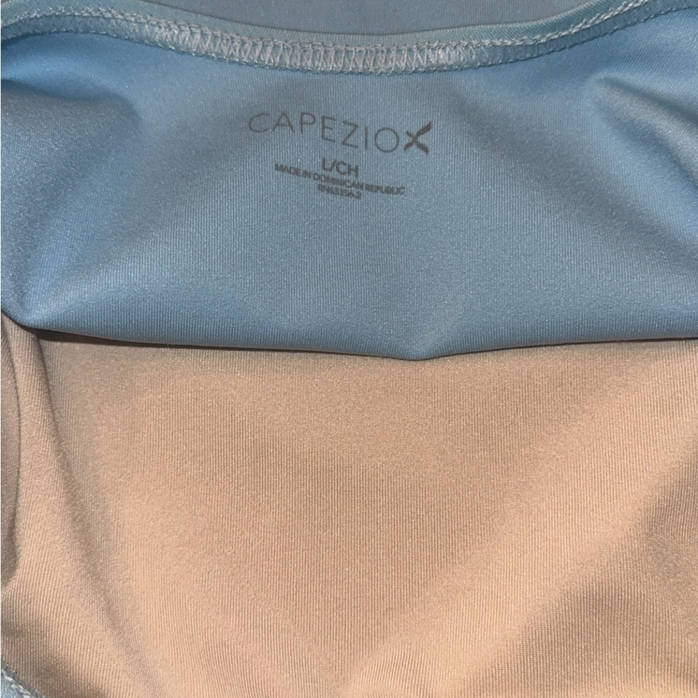 CAPEZIO | girls lined long sleeve blue Leo leotard Sz Large - Picture 2 of 2